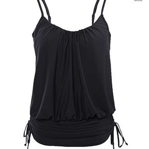 Black slimming tankini top underwire